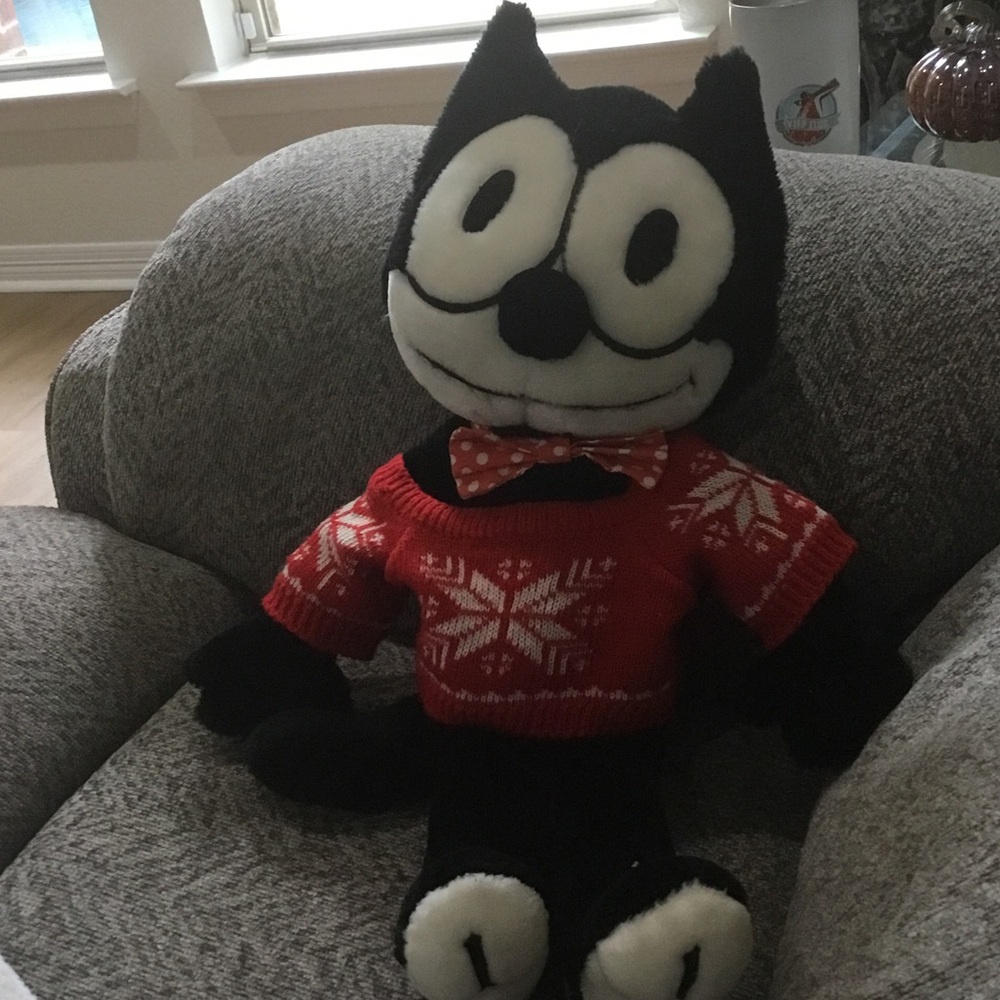 Vintage Felix the Cat Plush with Red Sweater